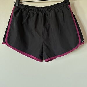 ALO Yoga Black Shorts with Pink Purple Trim